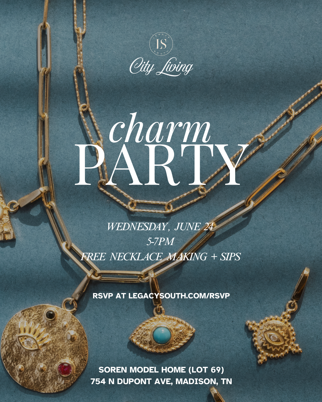 Wine Down Wednesday Charm Party flyer